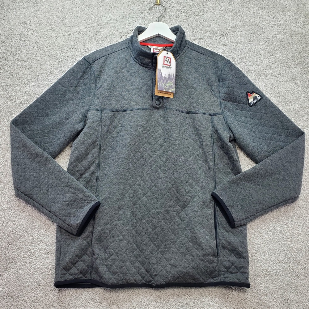 Avalanche Quilted Snap Neck Pullover Sweatshirt Men Medium Gray Outdoor Gorpcore